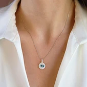 Yuvarlak Camgöz Gümüş Kolye thumbnail 2