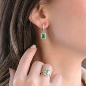 Yeşil Icecut Taşlı Gümüş Set thumbnail 4