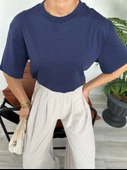 Kadın Basic Tshirt Lacivert - 4
