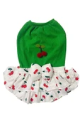 GedyCo Küçük Irk Köpek Için Kirazlı Yeşil Elbise thumbnail 2
