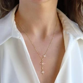 Kutup Yıldızı Zirkon Taşlı Gold Gümüş Kolye thumbnail 1