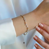 Yıldız Taşlı Gold Gümüş Bileklik thumbnail 2