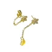 Çiçek Zincirli Gold Gümüş Küpe thumbnail 4