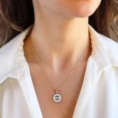 Göz Renkli Mineli Gümüş Kolye thumbnail 1