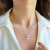 Yuvarlak Camgöz Gümüş Kolye thumbnail 1