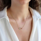 Çengelli İğne Trend Gold Gümüş Kolye thumbnail 2