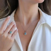 Mavi Icecut Taşlı Gümüş Set thumbnail 2