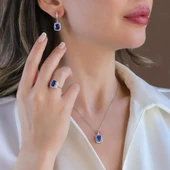 Tanzanit Icecut Taşlı Gümüş Set thumbnail 1