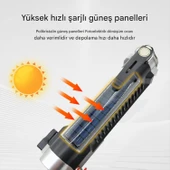 El Feneri Güneş Enerjli Ledli 15W Şarjlı Mıknatıslı Askılı Kamp Taktik El Feneri Su Geçirmez thumbnail 6