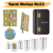 Yaprak Menteşe 2 Adet Prinç Sarı No:2.5 Mobilya Pencere Kapı Duşakabin Dolap Menteşesi İki Kanatlı thumbnail 1