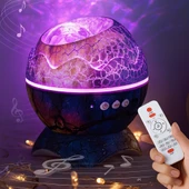 QASUL Yaratıcı Dinozor Yumurtası LED Yıldız Galaxy Projektör Gece Lambası Yıldız Işığı Hoparlör thumbnail 3