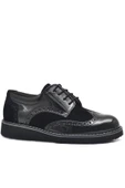 Rakerplus Hidra Siyah Rugan Bağcıklı Klasik Erkek Çocuk Okul Ayakkabı - 1