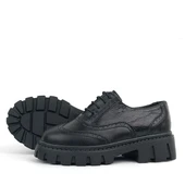 Rakerplus Siyah Kırışık Rugan Hakiki Deri Bağcıklı Oxford Günlük Ayakkabı thumbnail 6