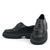 Rakerplus Siyah Kırışık Rugan Hakiki Deri Bağcıklı Oxford Günlük Ayakkabı - 6