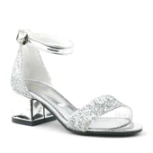 Elsa Gümüş Simli Kalın Topuklu Tek Bant Kız Çocuk Abiye Ayakkabı thumbnail 2