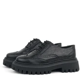 Rakerplus Siyah Kırışık Rugan Hakiki Deri Bağcıklı Oxford Günlük Ayakkabı - 4