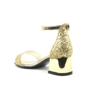 Elsa Altın Simli Kalın Topuklu Kız Çocuk Abiye Ayakkabı thumbnail 4
