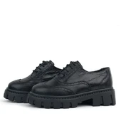 Rakerplus Siyah Kırışık Rugan Hakiki Deri Bağcıklı Oxford Günlük Ayakkabı thumbnail 5