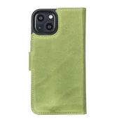 Apple iPhone 13 Uyumlu Deri Cüzdanlı Kılıf Antik yeşil - 3