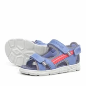 Hakiki Deri Mavi Turuncu Çocuk Sandalet Ayakkabı thumbnail 5