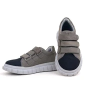 Rakerplus Hakiki Deri Siyah Gri Cırtlı Çocuk Günlük Spor Okul Ayakkabı - 8