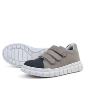 Rakerplus Hakiki Deri Siyah Gri Cırtlı Çocuk Günlük Spor Okul Ayakkabı - 7