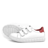 Rakerplus Hakiki Deri Beyaz Kırmızı Cırtlı Çocuk Günlük Spor Okul Ayakkabı - 5