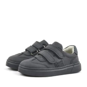 Rakerplus Hakiki Deri Siyah Cırtlı Çocuk Spor Ayakkabı Sneaker thumbnail 3