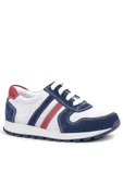 Rakerplus Hakiki Deri Lacivert Beyaz Fermuarlı Çocuk Spor Ayakkabı - 1
