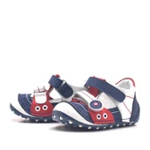 Nino Hakiki Deri Lacivert Cırtlı Yazlık İlk Adım Ayakkabı - 3