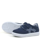 Rakerplus Hakiki Deri Lacivert Gri Cırtlı Çocuk Spor Ayakkabı - 5