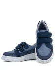 Rakerplus Hakiki Deri Lacivert Beyaz Cırtlı Çocuk Günlük Spor Okul Ayakkabı - 7