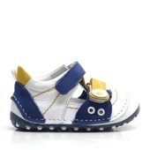 Hakiki Deri Sarı Lacivert Cırtlı Yazlık İlk Adım Ayakkabı thumbnail 2