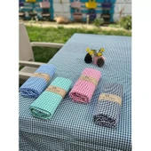 Yer Sofrası Sofra Bezi Piknik İçin Masa Örtüsü Zefir Kare Desenli - 1