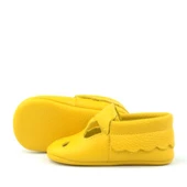 Bubbles Hakiki Deri Sarı Lastikli Bebek Patik - 6