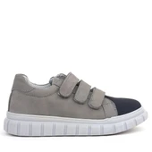 Rakerplus Hakiki Deri Siyah Gri Cırtlı Çocuk Günlük Spor Okul Ayakkabı - 3