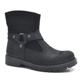Rakerplus Garuda Hakiki Deri Siyah Fermuarlı Çocuk Bot thumbnail 1