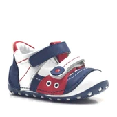 Nino Hakiki Deri Lacivert Cırtlı Yazlık İlk Adım Ayakkabı - 1