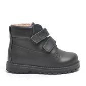 Rakerplus Neson Hakiki Deri Siyah Kürklü Cırtlı Unisex Bebek Bot - 2