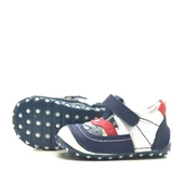 Hakiki Deri Lacivert Cırtlı Erkek Bebek İlk Adım Ayakkabı - 4