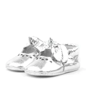 Coco Hakiki Deri Gümüş Fiyonklu Lastikli Bebek Patik thumbnail 4