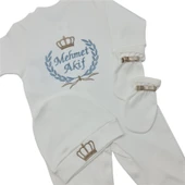 Isimli Hastane Çıkışı 3 Lü Set Laruel Desenli Erkek Bebek - 1