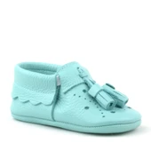 Peppa Hakiki Deri Yeşil Püsküllü Lastikli Bebek Patik - 2