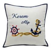 İsimli Deniz Temalı  Bebek Yastığı 40x40 cm - 1