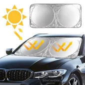 Oto Katlanabilir Premium Ön Güneşlik Ön Arka Cam Gölgelik Metalize Yeni Nesil Güneş Koruyucu Oto Araba Suv Tır 69 cm x 149 cm - 1