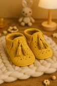 Peppa Hakiki Deri Sarı Püsküllü Lastikli Bebek Patik thumbnail 2