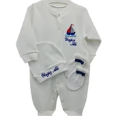 Yelken Desenli Erkek Bebek Hastane Çıkışı 3 lü Set - 1