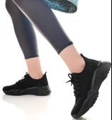 Pabucmarketi Siyah Triko Bağcık Detaylı Kadın Spor Ayakkabı thumbnail 4