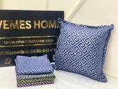 NİVEMESHOME MONET ZİGZAG ELYAF DOLGULU KIRLENT LACİVERT 45 X 45 - 3