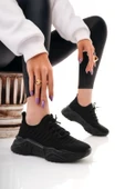 Pabucmarketi Siyah Triko Bağcık Detaylı Kadın Spor Ayakkabı thumbnail 2